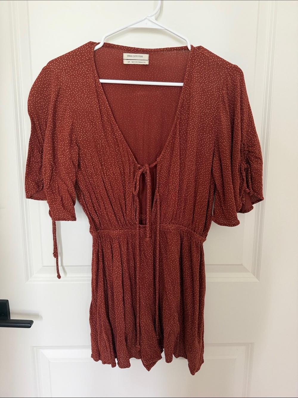 Urban Outfitters Rust Red Dot Tie-Front Tunic